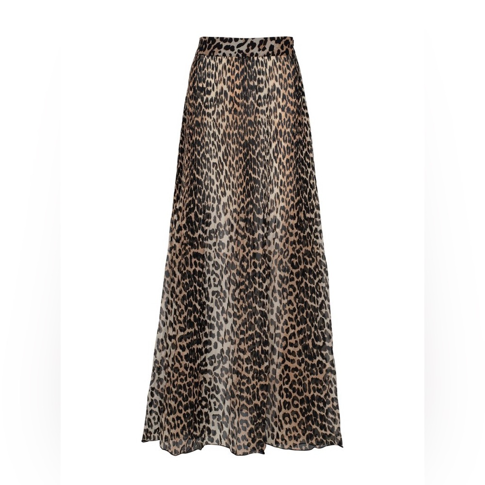 Ganni Georgette Cheetah Skirt